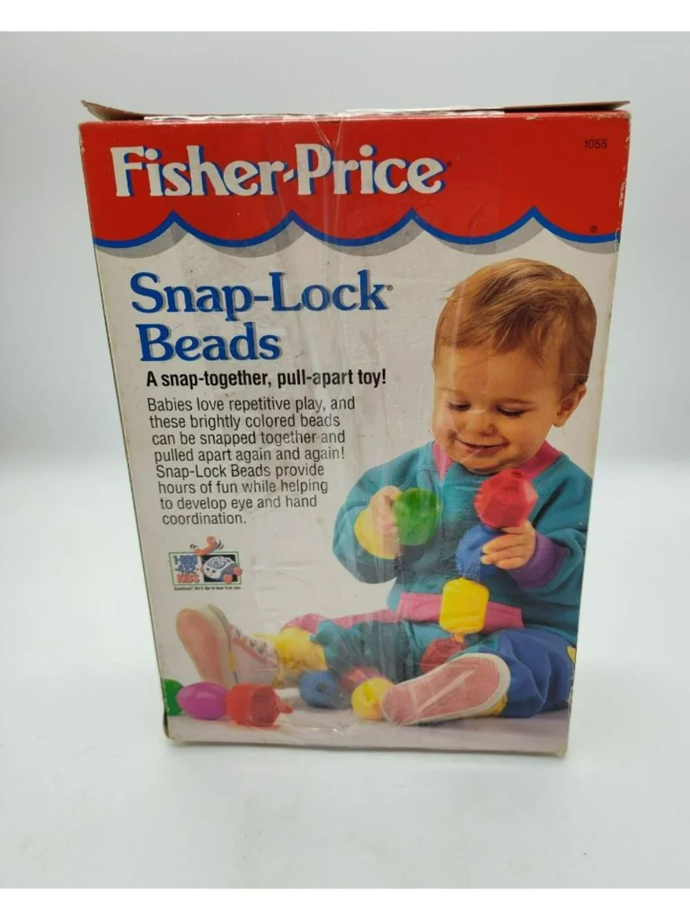 Vintage 1994 Fisher Price 13 Snap-Lock Beads Toy in Original Damaged Box